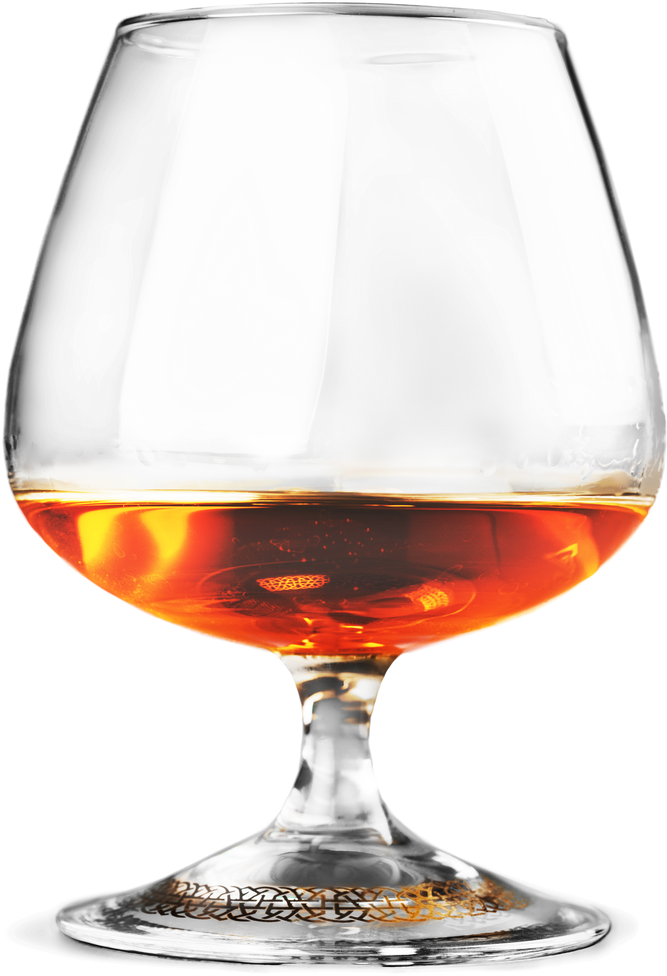 Splash of Cognac in Glass on White Background